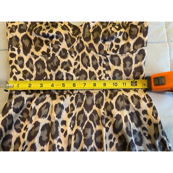 Arden B Strapless Silk Leopard Print Dress Sz S Animal Print Y2K Body con Cockta - Picture 8 of 16